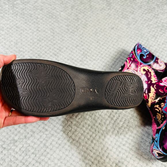 ALEGRIA Paisley Floral Waterproof Colorful Purple Clog Comfort Ankle Boot Nursin - Picture 5 of 8